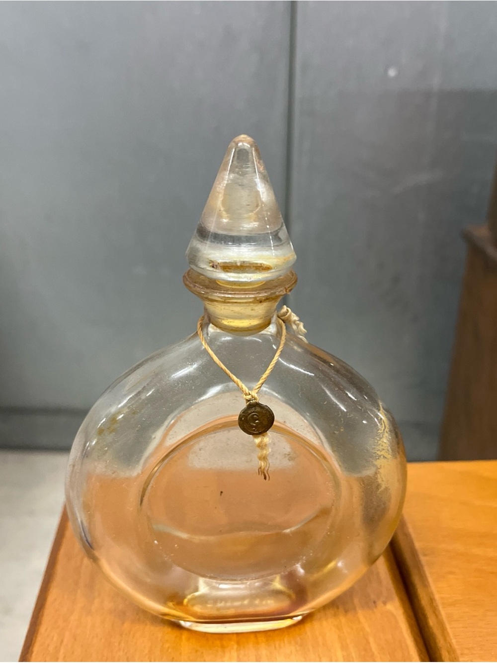 Clear Glass Perfume Bottle with Gold Accent Necklace - Women Jewelry